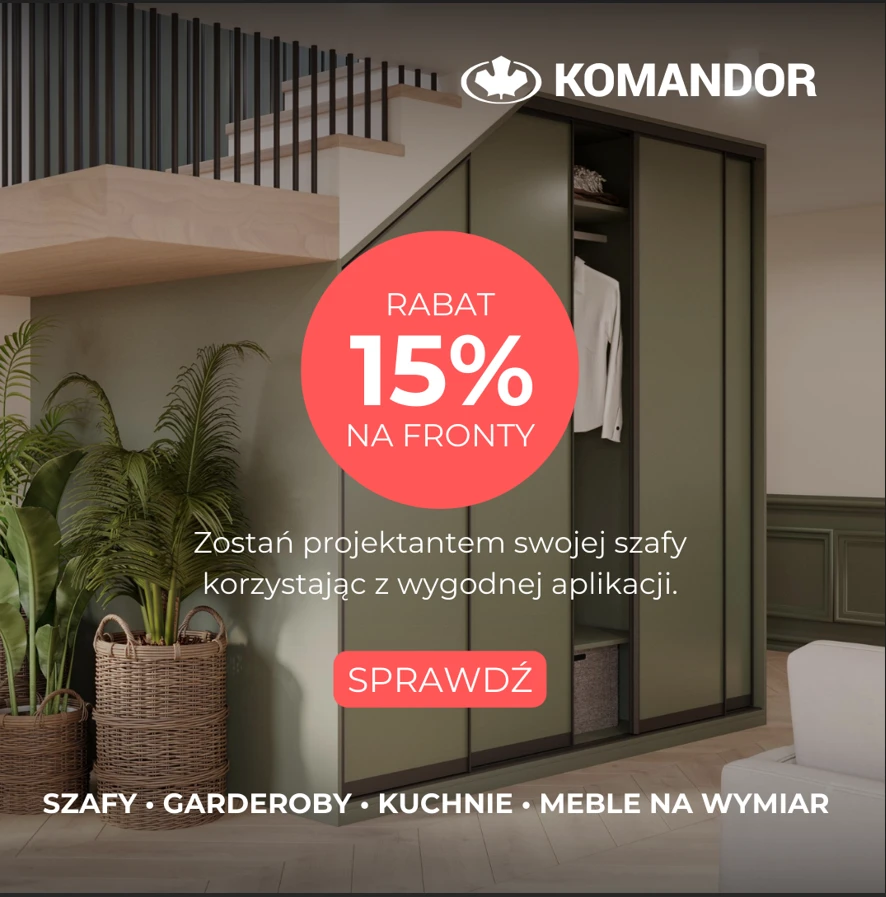 Promocja -15% na fronty do szaf Komandor Kraków Awin