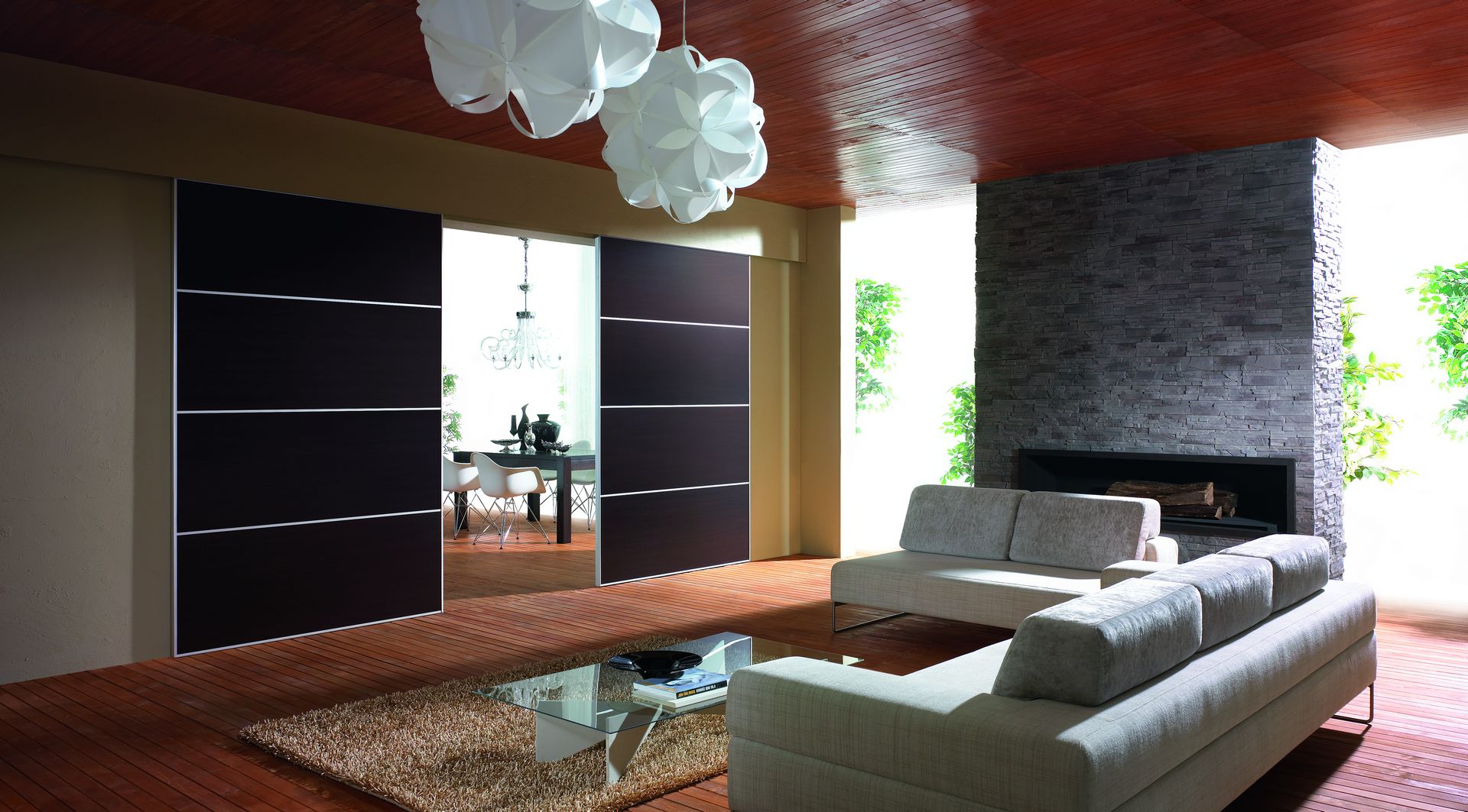 Drzwi podwieszane w salonie 